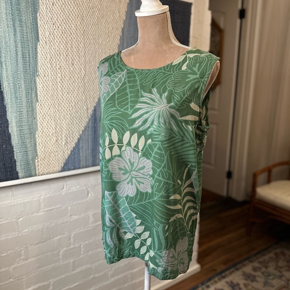 Hawaii Makai Beach Vintage Hawaii Lightweight Green Leaf Tank Top - Picture 2 of 8